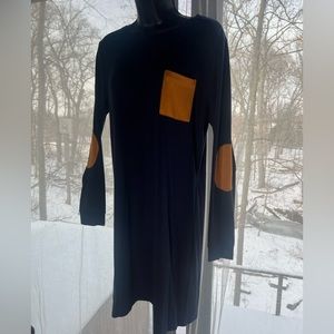 Cylyfmia dark blue color dress with long sleeves with cute patches and packet XL